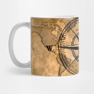 Destinations - Compass Rose and World Map Mug